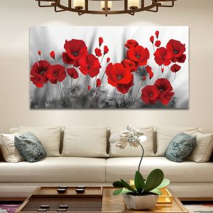 Romantic Poppies Red Flowers Canvas Oil Painting on Posters and Prints Cuadros Wall Art Pictures For Living Room