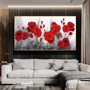 Romantic Red Poppies Flower Painting on Canvas Posters and Prints Red Flowers Wall Art Picture for Living Room Home Decor