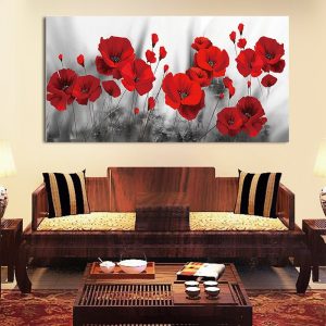 Romantic Red Poppies Painting on Canvas Posters and Prints Cuadros Living Room Mural Picture Wall Art  Cuadros Decoracion Salon