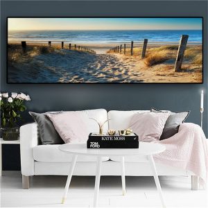 SEAAN Canvas Paintings Wall Art Landscape Paintings Modern Beach Abstract Picture for Home Living Room Decor No Frame