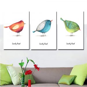 Nordic Art Watercolor lovely Bird Canvas Poster Minimalist Art Canvas Painting Wall Picture Modern Home Kids Room