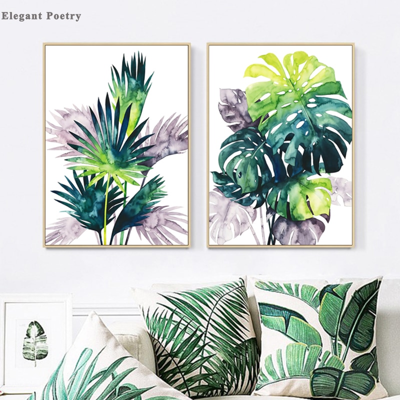Scandinavian-Art-Color-Tropical-Green-Plant-Turtle-Leaf-Plant-Painting-Nordic-Style-Wall-Picture-Modern-Living.jpg