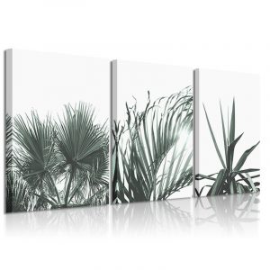 Scandinavian Set of 3 Wall Poster Print Botanical Nordic Canvas Painting Tropical Palm Leaf Decoration Picture for Living Room