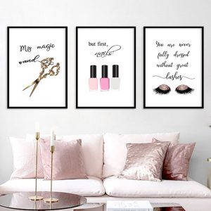 Scissors Nail Polish Eyelashes Canvas Painting Nordic Simple Fashion Posters Hair Salon Beauty Shop Wall Art Painting Wallpaper