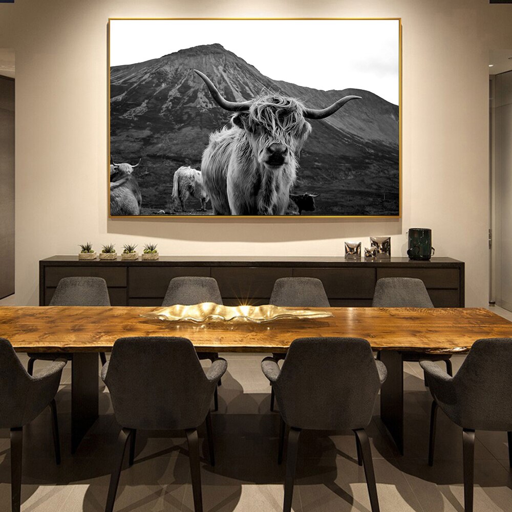 Scottish-Highland-Cow-Yak-Black-and-White-Animal-Poster-Wall-Art-Canvas-Paintings-Prints-on-Canvas-4.jpg