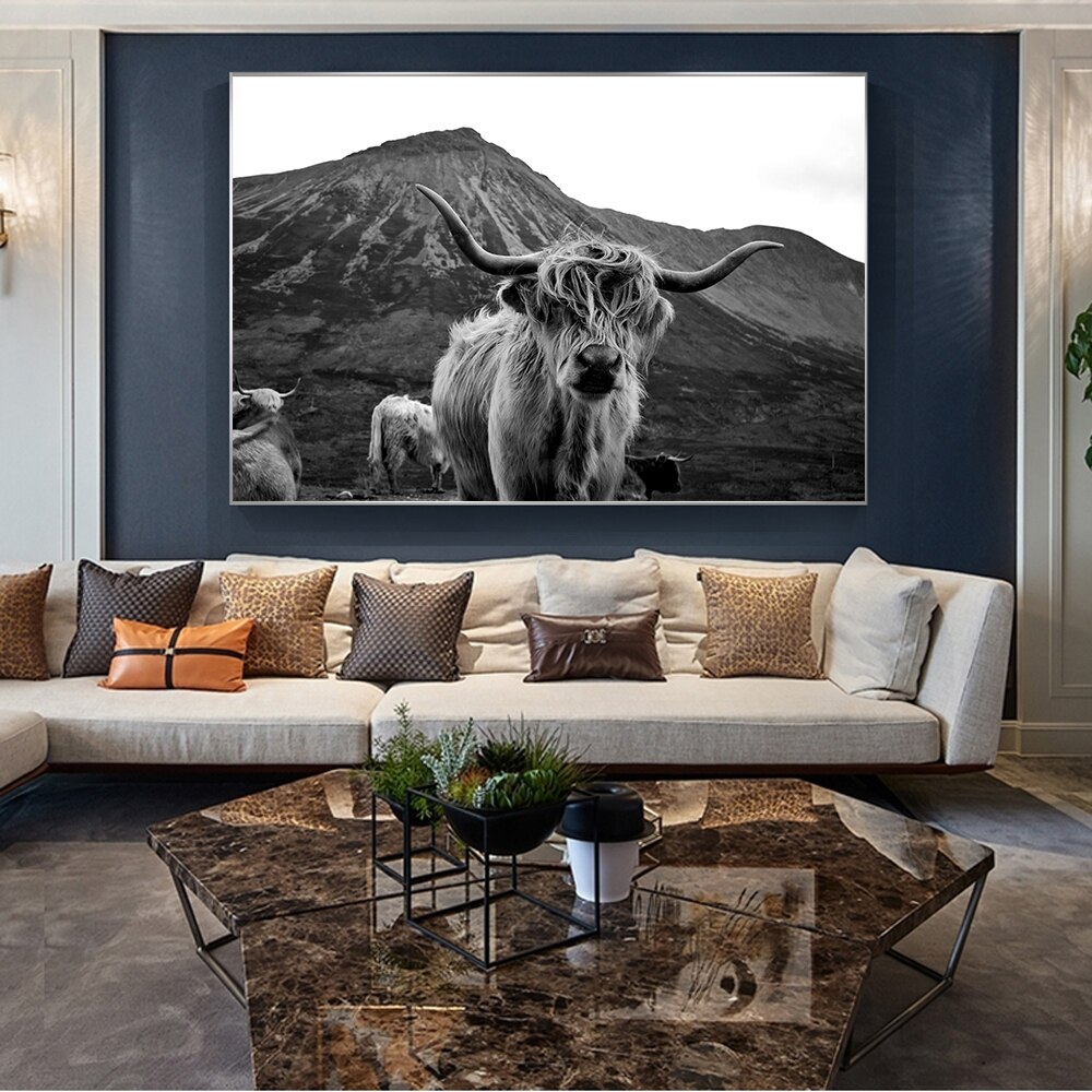 Scottish-Highland-Cow-Yak-Black-and-White-Animal-Poster-Wall-Art-Canvas-Paintings-Prints-on-Canvas-5.jpg