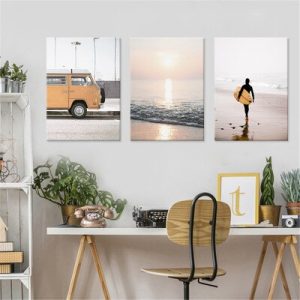 Seaside car surfboard landscape decoration painting home living room bedroom canvas painting