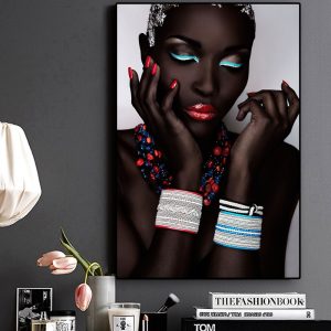 Sexy Black Nude African Woman Lips and Nails Canvas Painting Posters and Prints Scandinavian Wall Art Picture Living Room decor