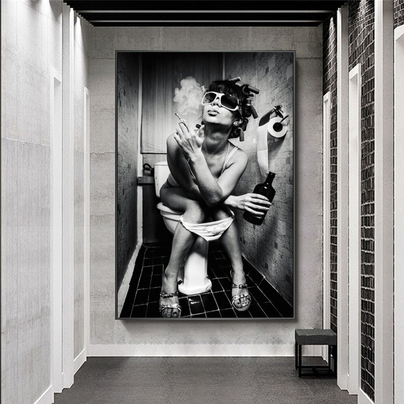 Sexy-Girl-Sits-In-A-Toilet-Canvas-Art-Posters-and-Prints-Black-and-White-Canvas-Paintings-1.jpg