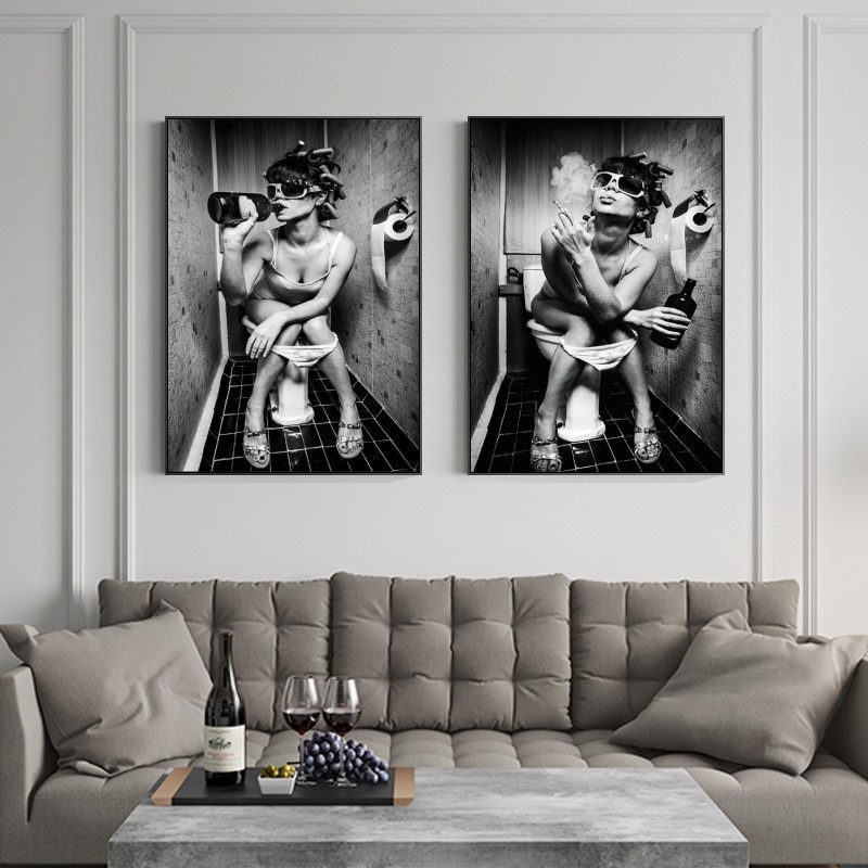 Sexy-Girl-Sits-In-A-Toilet-Canvas-Art-Posters-and-Prints-Black-and-White-Canvas-Paintings-2.jpg