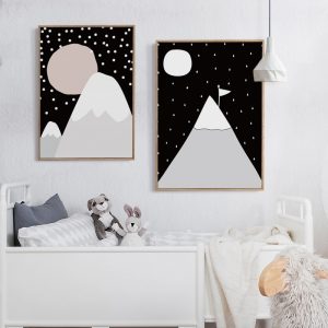 Simple Abstract Mountain Night Sky A4 Canvas Art Painting Print Poster Picture Wall Living Room Bedroom Home Decoration Murals