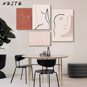 Simple Line Drawing Woman Wall Poser Abstract Canvas Art Print Minimalist Painting Desert Modern Decorative Picture Room Decor