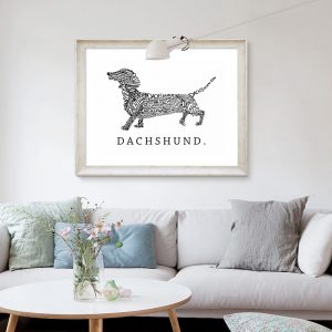 Simple Style Canvas Print Painting Poster Dachshund Dog Of Letters,Modern Abstract Animal Wall Picture,Unframed Art Wall Decor