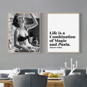 Spaghetti Woman Print Pasta Moment Poster Carbs Love Girl Wall Art Canvas Painting  Foodie Woman Photography Kitchen Art Decor