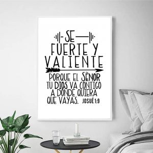 Spanish Bible Print Josue 1:9 Joshua 1 9 Quote Christian Wall Art Canvas Poster Inspirational Painting Picture Living Room Decor