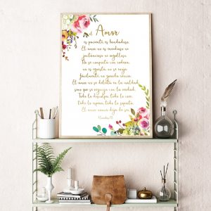 Spanish Bible Verse Print Love is Kind 1 corinthians 13 Sign Quote Poster Scripture Wall Art Canvas Painting Home Room Decor