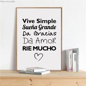 Spanish Vive Simple Quotes Art Painting Poster , Canvas Painting Life Quote For Spanish Home Living Room Wall Decoration