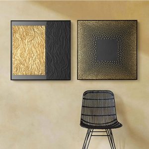 Square Abstract Gold Geometric Pattern Canvas Print Wall Art Paintings Posters Decorative Paintings Living Room Home Wall Prints
