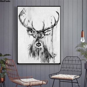 Stag Deer Moose Graffi Abstract Canvas Poster Minimalist Art Painting All Picture Print Living Room Bedroom Decoration