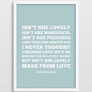 Stevie Wonder Lyrics Isn't She Lovely Lullaby Print Living Room Home Decor Gift for Girls Kids Bedroom Poster Nursery Print art