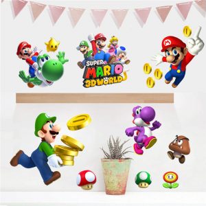 Super Mario Bros Wall Art Decals Sticker Kids baby Room Decor Removable Mural