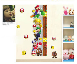 Super Mario Height Measurement 3D Wall Sticker Art Vinyl Mural Decor Decal Kids