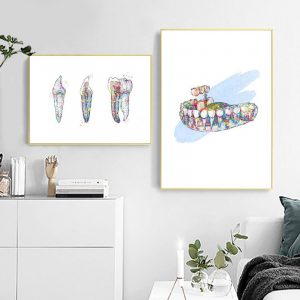 Tooth Anatomy Print Dental Posters Hygienist Gift Medical Watercolor Art Canvas Painting Picture Doctors Office Wall Art Decor