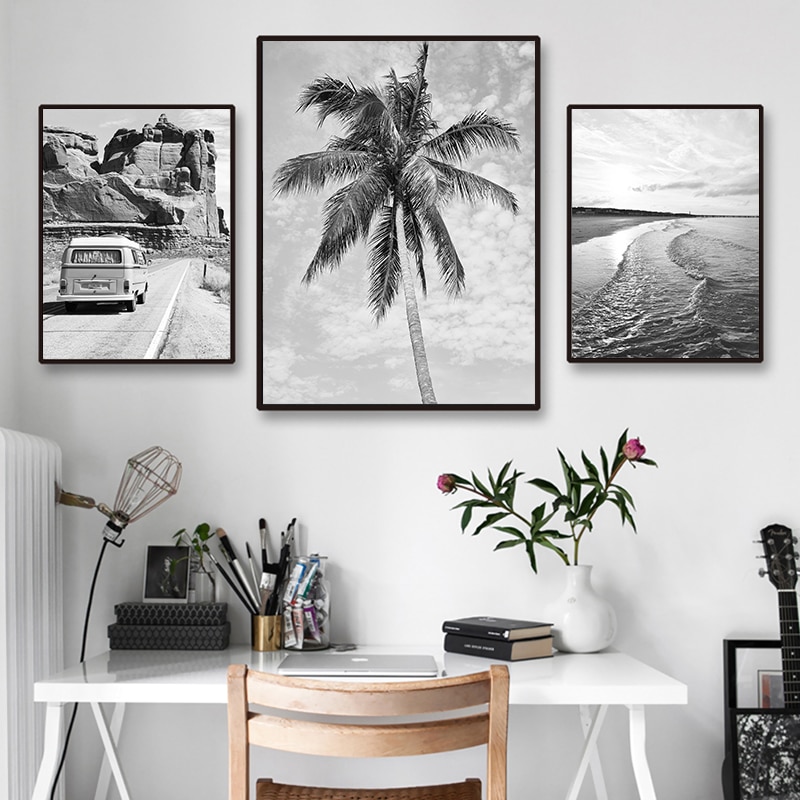 Travel-Posters-Landscape-Canvas-Painting-Mountain-Road-Street-Palm-Tree-Print-Caravan-Poster-Black-and-White-2.jpg