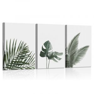 Tropical Leaf Set of Prints Tropical Wall Art Monstera Leaves Wall Poster Palm Plant Canvas Painting Framed Decoration Picture