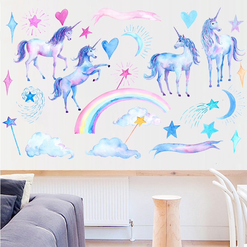 Unicorn-wall-stickers-for-kids-rooms-bedroom-living-room-decorative-children-wall-decals-green-stickers-wallpaper-1.jpg