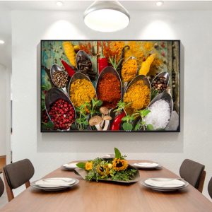 Various Spices Wall Art Posters and Prints Kitchen Wall Art Decorative Pictures Still life Canvas Paintings on the Wall Cuadros