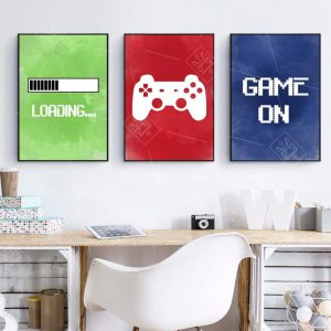 Video Game Wall Art Canvas Painting Gaming Room Decor Posters and Prints Abstract Party Artwork Picture for Boys Room Decoration