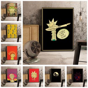 Vintage Cartoon Poster Rick and Morty Retro Canvas Painting Posters HD Art Wall Art Nursery Kids Room Decor