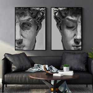 Vintage David Figure Sculpture Black and White Canvas Paintings Wall Art Posters Print Pictures for Living Room Home Decoration