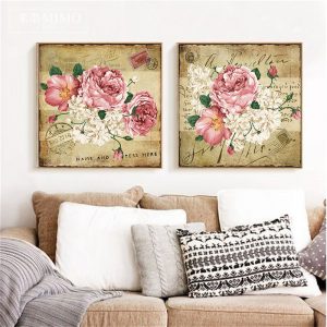 Vintage Flower Stamp Home Decor Nordic Canvas Poster Wall Art Print Living Room Bedroom Picture Retro Rose American Oil Painting