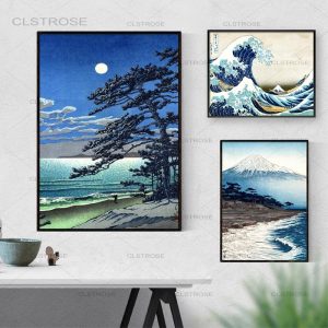 Vintage Japanese Landscape Poster Prints Wave Kanagawa Art Canvas Painting Wall Pictures For Living Room Oriental Home Decor