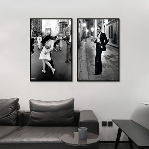 Vintage New York Street Lover Kiss Wall Art Posters Nordic Fashion Figure Painting Black and White Canvas Print for Home Decor