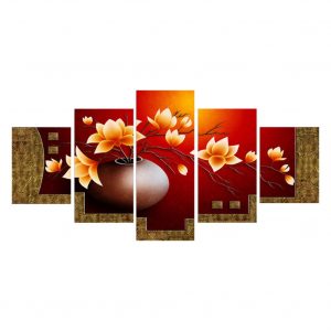 Vintage Poster 5 Piece Picture Flower Vase Canvas Art Print Oil Painting Living Room Paintings Pictures By Numbers 19Jan17 P40