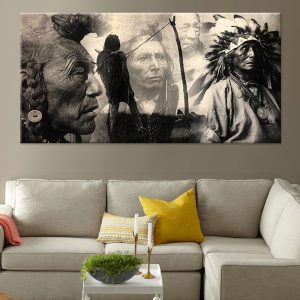 Vintage Poster Canvas Print Wall Art Indian Man Canvas Painting Posters and Prints Wall Pictures Paintings for Living Room Decor