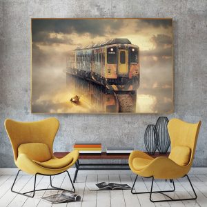 Vintage Train Posters and Prints Nordic Style Amazing Landscape Canvas Painting Wall Art Picture for Living Room Home Decor