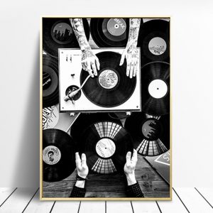 Vinyl Records Lovers Wall Art Canvas Painting Nordic Poster And Print Vintage Photo Black White Wall Picture Room Decor Cuadros