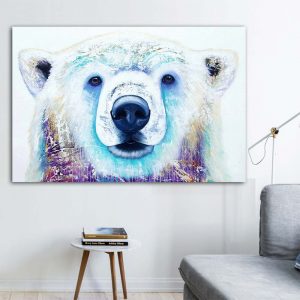 Canvas Print Pictures Posters Decorative Wall White Bear Animal Oil Painting Wall Picture For Living Room Home Art