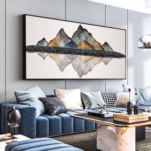 Large Size Golden Mountain Stone Abstract Canvas Paintings Print  Poster Oil Painting For Living Room modern home