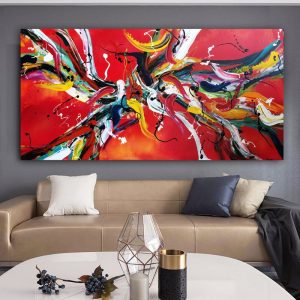 Large Size Poster Art Prints Red Abstract Oil Painting  Canvas for Living Room Bedroom Wall Picture