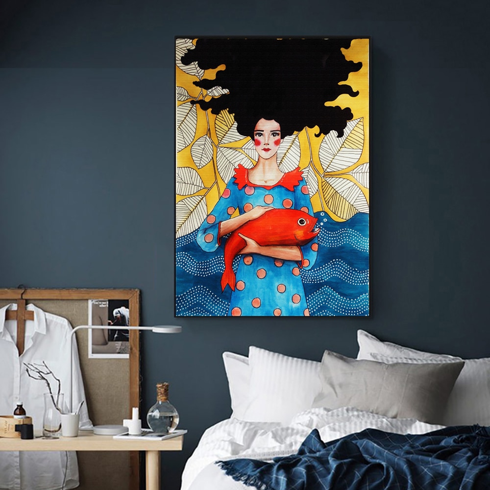 WANGART-Nordic-Oil-Painting-Girl-Fish-Cuadros-Wall-Art-picture-Romantic-Canvas-prints-Harvest-Cartoon-for-3.jpg