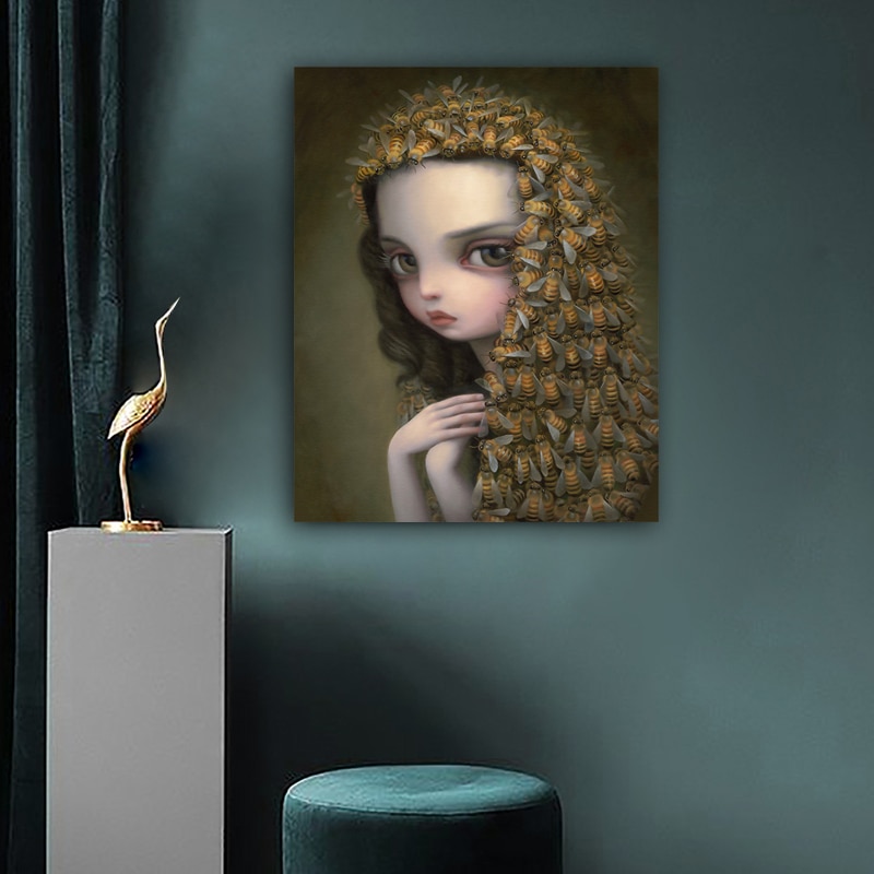 WANGART-Shawl-your-hair-girl-Childish-Strange-Dark-World-Queen-Bee-Art-Canvas-Poster-Painting-Wall-2.jpg