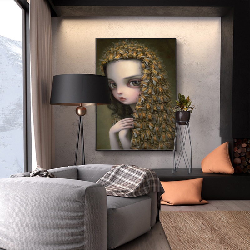 WANGART-Shawl-your-hair-girl-Childish-Strange-Dark-World-Queen-Bee-Art-Canvas-Poster-Painting-Wall-3.jpg
