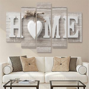 Wall Art Canvas Painting 5 Pieces Letter Canvas Painting Love HOME Print Pictures for Home Living Room Bedroom Decor Poster