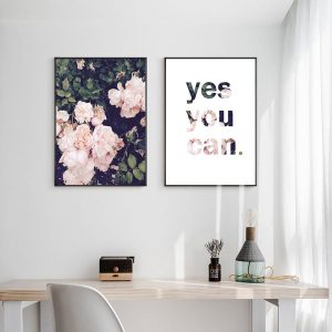 Wall Art Canvas Painting Letter Nordic Pink Flower Iimage Posters and Prints Wall Pictures for Living Room Decor