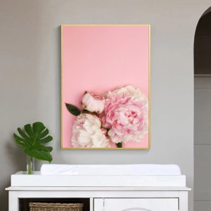 Wall Art Canvas Painting Poster Pink Blooming Bouquet Nordic Peony Girls For Living Room Pictures Modern Home Decoration